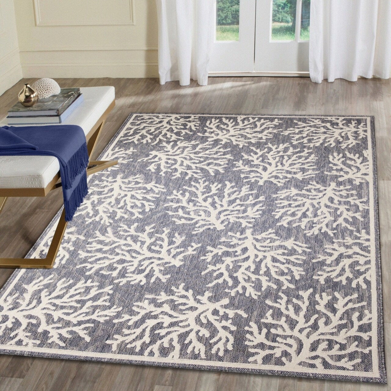 The Rug Department Liora Manne Cove Coral Indoor Outdoor Area Rug Blue